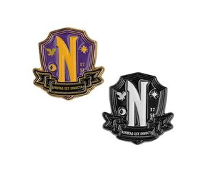 Cinereplicas Mercoledi - Spilla Nevermore Academy - 2.6 * 2.6 * 0.2cm- Lincenza Ufficiale