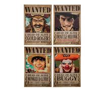 CINEREPLICAS ONE PIECE - Set di 4 Magneti dei poster "Wanted" - Licenza Ufficiale