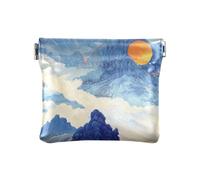 Cinese Blu Montagne Sole di Modo Delle Donne Piccola Borsa di Cuoio Cambiamento Borsa Conveniente Cosmetici per la Borsa per le Donne bolsas para monedas de