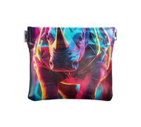 Cinese Capodanno Photo Coin Purse PU cuoio del cambiamento titolare spremere sacchetto mini cosmetici borse, Rinoceronte colorato, Taglia unica, Motivo: