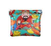 Cinese Culturale Dio Ricchezza Rosso PU Cuoio Piccolo Portamonete Carino Mini Cambiamento Portafoglio portamonete per Donne Ragazze