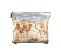 Cinese Deserto Camel Blu PU Cuoio Piccolo Portamonete Unico Cambiamento Portafoglio per Signora, Blu cammello deserto cinese, 1 size, Stampa artistica