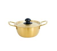 Cinese domestico semplice acciaio inox mini-orecchio noodle pot istantaneo con coperchio -18cm pentola istantanea noodle "coperchio dorato"
