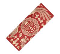 Cinese Double Happiness Dragon Phoenix stampato tappetini da yoga per allenamento a casa Spessore 1 mm per la casa antiscivolo, con nastro di stoccaggio tappetino da yoga para ejercicio 180,3 x 66 cm