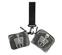 Cinese Inchiostro Pittura Arte Cranio Delle Donne Casi di Carta Del Cambiamento Titolare Mini Moda Cerniera Borsa Portafoglio con Cinturino Da Polso per Le, Cranio di arte cinese della pittura, 1