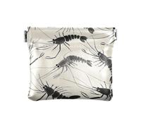 Cinese Inchiostro Pittura Arte Gamberetti Beige Donna In Pelle Cambiamento Della Moneta Borsa Unica Carta Chiave Organizzatore per le Signore monedero pequeno para mujer, Cinese pittura inchiostro