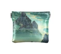 Cinese Montagne e Fiumi Verde Moda Delle Donne di Cuoio Della Moneta Della Borsa Cambio Carino Casse di Carta Organizzatori di Soldi per Uomini Donne Travel de Tela