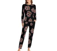 Cinese Pechino Opera Maschera Facciale Orientale Donna Pigiama Set Lounge Manica Lunga Top E Pantaloni Morbido Sleepwear 2 Pezzi Pjs, Stile:, L