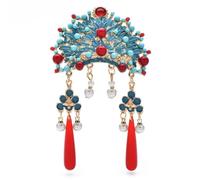Cinese Phoenix Corona Lunga Nappa Rossa Elegante Donna Spilla Pin Per Cena Partito Perla Gioielli Accessorio