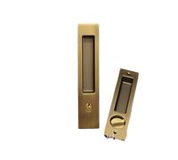 Cinese retro serratura for porta scorrevole armadio interno porta in legno porta scorrevole a doppia faccia serratura bagno balcone pulsante piatto stile europeo(YM04 bronze with lock)