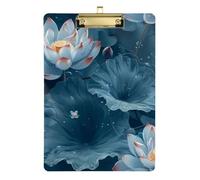Cinese Tradizionale Pittura Fiore Ciano Classe Set di Appunti Hard Board per Calcio Softball Coaching Dimensioni 9 x 12.5 Tabla para escribir con Clip