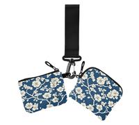 Cinese Vine Scroll Pattern Blu Beige Donne Cambiamento Portafoglio Casi di Carta Carino Moda Cerniera Portafoglio Coin Bag con Tasca Cerniera per il Lavoro 2 Confezioni caso para tarjetas de credito