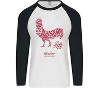 Cinese Zodiac Anno Del Gallo Uomo L/S Baseball T-Shirt