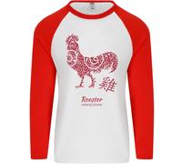 Cinese Zodiac Anno Del Gallo Uomo L/S Baseball T-Shirt