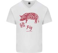 Cinese Zodiac Shengxiao Anno Del Maiale T-Shirt In Cotone Da Uomo