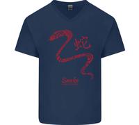 Cinese Zodiac Shengxiao Anno Del Serpente Uomo Scollo A V Cotone T-Shirt