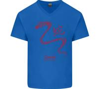 Cinese Zodiac Shengxiao Anno Del Serpente Uomo Scollo A V Cotone T-Shirt