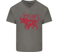 Cinese Zodiac Shengxiao Year Of The Ox Uomo Scollo A V Cotone T-Shirt