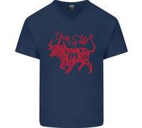 Cinese Zodiac Shengxiao Year Of The Ox Uomo Scollo A V Cotone T-Shirt