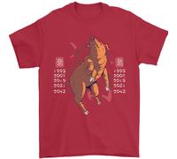 Cinese Zodiac Shengxiao Year Of The Pig Uomo T-Shirt 100% Cotone