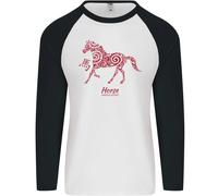 Cinese Zodiacale Shengxiao Anno Del Cavallo Uomo L/S Maglietta Da Baseball