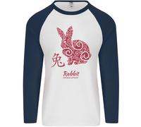 Cinese Zodiacale Shengxiao Anno Del Coniglio Uomo L/S Maglietta Da Baseball