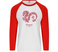 Cinese Zodiacale Shengxiao Anno Del Drago Uomo L/S Maglietta Da Baseball