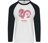 Cinese Zodiacale Shengxiao Anno Del Drago Uomo L/S Maglietta Da Baseball