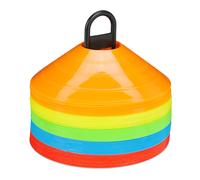 relaxdays 50x Cinesini 50 Birilli per Allenamenti di Calcio. Coni in 5 Colori con Supporto, Multicolore Unisex Adulto, Set da 10 pz