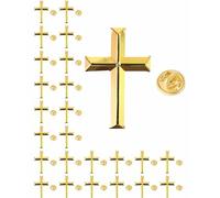 CINFAC 25/50/100pcs piccolo metallo dorato Religioso Cristiano Croce Spilla Pin Smalto Cappellano Croce risvolto spille funerale Chiesa preghiera bulk, Small, Metallo, Nessuna pietra preziosa