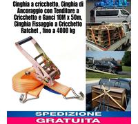 Cinghia a cricchetto di Ancoraggio con Tenditore e Ganci x Fissaggio 10M x 50m,