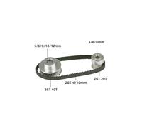 Cinghia Dentata 40T 20 Denti Larghezza 10 Mm Lunghezza 200 Mm-larghezza 6 2GT Set Puleggia Tenditrice Foro Ruota 3~12 Riduzione 2:1 GT2 Kit Sincrona(20T B8mm-40T B12mm)