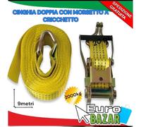 Cinghia Di Ancoraggio Doppia Con Ganci "U" E Cricchetto 2000 Kg. Maurer