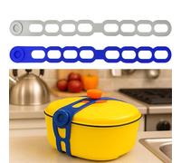 Cinghia di Chiusura in Silicone per Coperchio di Pentola o Slow Cooker, 2 PCS Elastici Riutilizzabili con Blocco Automatico Fascette in Silicone per Fissare o Organizzare Tende, Cavi, Tappetino Yoga