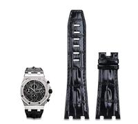 Cinghia di pelle importato da 28 mm per AP per Audemars Piguet 42mm per accessori per pin royal Oak Offshore Accessori per spillo 15710/15703 (colore: cinturino marrone, dimensione: con fibbia nera)