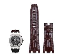Cinghia di pelle importato da 28 mm per AP per Audemars Piguet 42mm per accessori per pin royal Oak Offshore Accessori per spillo 15710/15703 (colore: cinturino marrone, dimensione: con fibbia nera)