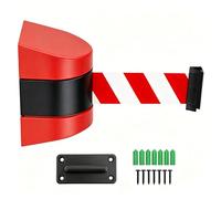 Cinghia di sicurezza da parete, estensibile, 5 m, colore rosso e nero, autoavvolgibile, alloggiamento in ABS, senza foratura, barriera retrattile per ingresso, cassa, parcheggio, sistema di coda