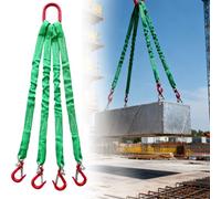 Cinghia di sollevamento a 4 gambe per impieghi gravosi, cinghie di sollevamento con ganci, cintura di sicurezza in poliestere, 11023 libbre/5 tonnellate, per motori gru paranchi (verde)(1m)