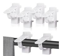 CINGHIA Ganci per Tende Senza Bucare,4 Pezzi Supporto per Bastoni per Tende,Supporto Tende Senza Fori Bianco,Orientabile Staffa Morsetto per Asta per Armadietto,Libreria Tavolo