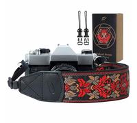 Cinghia per fotocamera - 5,1 cm Retro Jacquard Ricamo Multi-motivo Cinghie per fotocamera regolabile, ampia tracolla con testa in vera pelle per tutte le fotocamere digitali DSLR/SLR