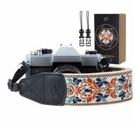 Cinghia per fotocamera - 5,1 cm Retro Jacquard Ricamo Multi-motivo Cinghie per fotocamera regolabile, ampia tracolla con testa in vera pelle per tutte le fotocamere digitali DSLR/SLR
