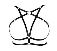 Cinghia per Il Corpo delle Donne Plus Size Pentagramma Fashion Bra Punk Gothic Top Hollow Belt Carnevale di Natale Costume da Ballo di Halloween 1 (Nero)