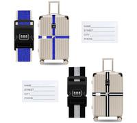 Cinghia per Valigia, Cinghie Fissaggio Valigie Regolabile Cintura di Sicurezza con Lucchetto per Valigie Aereo 4,2 M Cinghie da Viaggio Fascia per Valigia per Bagagli