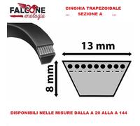 Cinghia Trapezoidale Liscia Sezione A Tutte Le Misure 8 x 13 mm A 20 /A 144