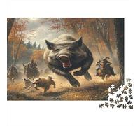 Cinghiale Scena nella Foresta Puzzle 1000 Pezzi Gioco di Puzzle 1000 Pezzi Carta Natura Autunno Relax Famiglia Decorazione Regalo Adulti 70x50cm/1000pcs