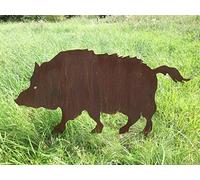 Cinghiale selvatico, 100 x 50 cm, da inserire, decorazione da giardino, resistente alle intemperie, ruggine, statuetta da giardino, in metallo, per la caccia, per l'autunno