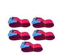 Cinghie a Cricchetto, Cinghia di fissaggio con corda tensione da 2 m, cinghia a cricchetto resistente, ancoraggio for bagagli auto, for carichi, lega zinco, nylon, 5 colori(5PCRed-2M)