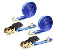 Cinghie a Cricchetto, CIYIN 2 Pezzi Cinghie di Fissaggio a Cricchetto 6m x 2.5 Cm, Cinghie di Tensione con Cricchetto, Cinghie di Ancoraggio con Gancio, Arico Resistenza Fino a 800 Kg(blu)