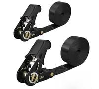 Cinghie a cricchetto senza gancio, infinite, 6,1 m, confezione da 2, nylon nero resistente per moto, rimorchi, kayak