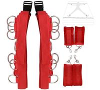 Cinghie da letto rosse con più passanti, anelli regolabili per mani e piedi, giocattoli per letto